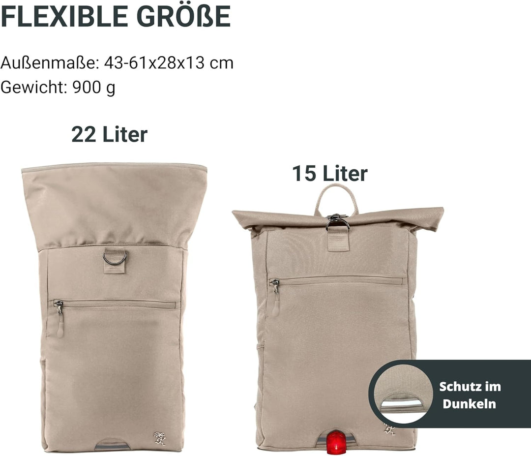 FUCHS & REBELL® Rolltop Rucksack PIET - Durchdacht & Nachhaltig - mit Laptopfach & Anti Diebstahl Ta