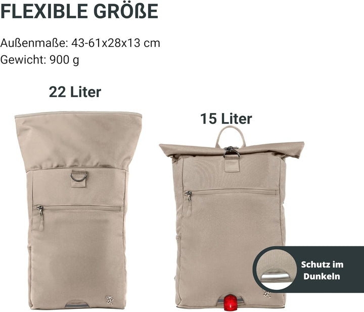 FUCHS & REBELL® Rolltop Rucksack PIET - Durchdacht & Nachhaltig - mit Laptopfach & Anti Diebstahl Ta