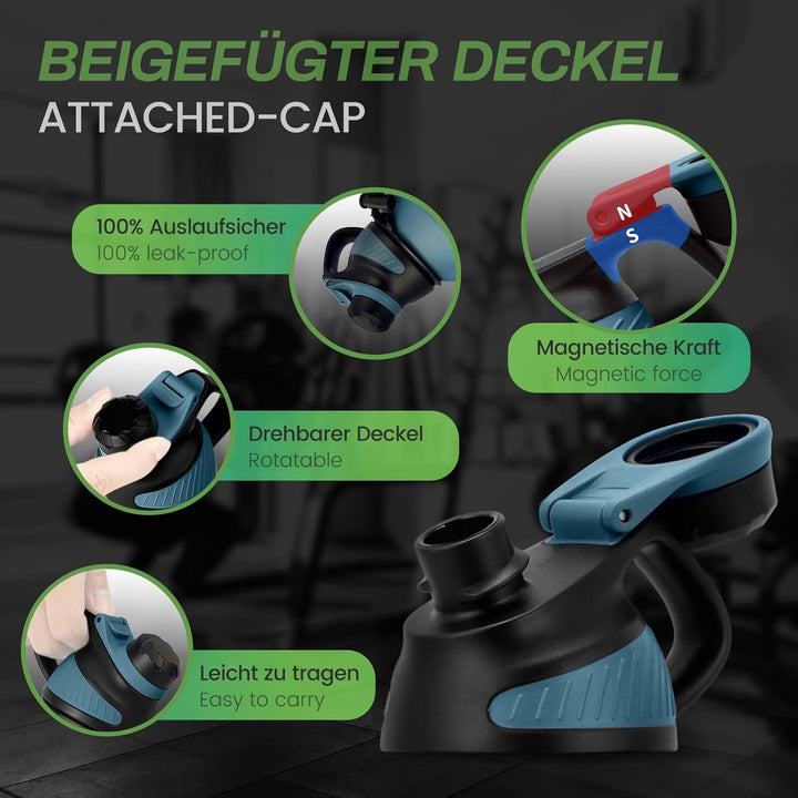 FJbottle Edelstahl Trinkflasche 1,9L mit Magnetischem Deckel, BPA FREI auslaufsichere Doppelwandig T