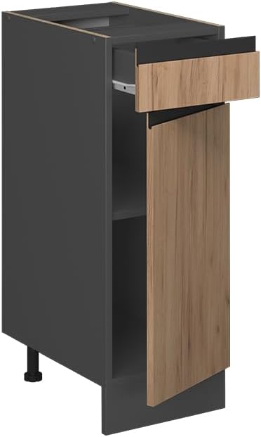 Vicco Küchenunterschrank R-Line, Goldkraft Eiche/Anthrazit, 30 cm J-Shape, ohne Arbeitsplatte Goldkr