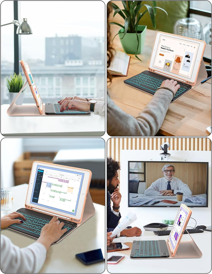 IVEOPPE iPad 9. Generation Hülle mit Tastatur, iPad 10.2 Hülle mit Tastatur, Bluetooth QWERTZ iPad 9