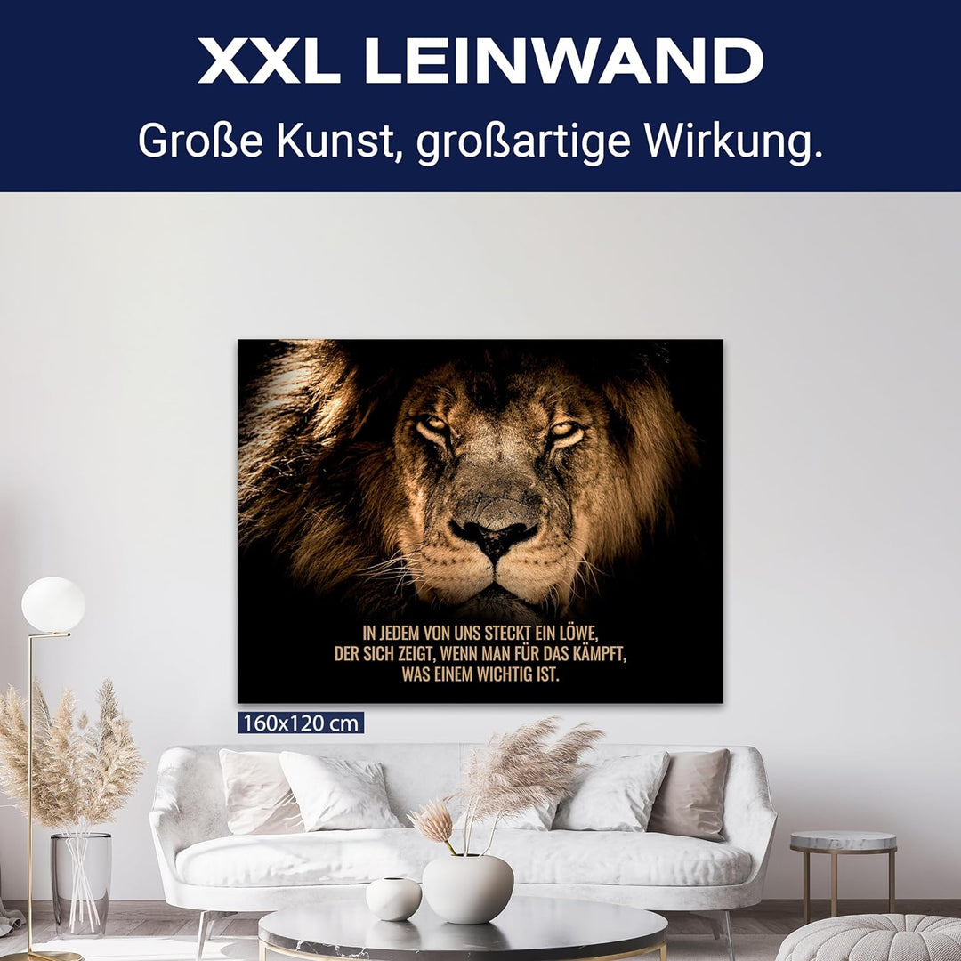 wandmotiv24 Leinwandbild Motivation, 40x30cm, Querformat, In jedem steckt EIN Löwe, Deko, Bilder auf