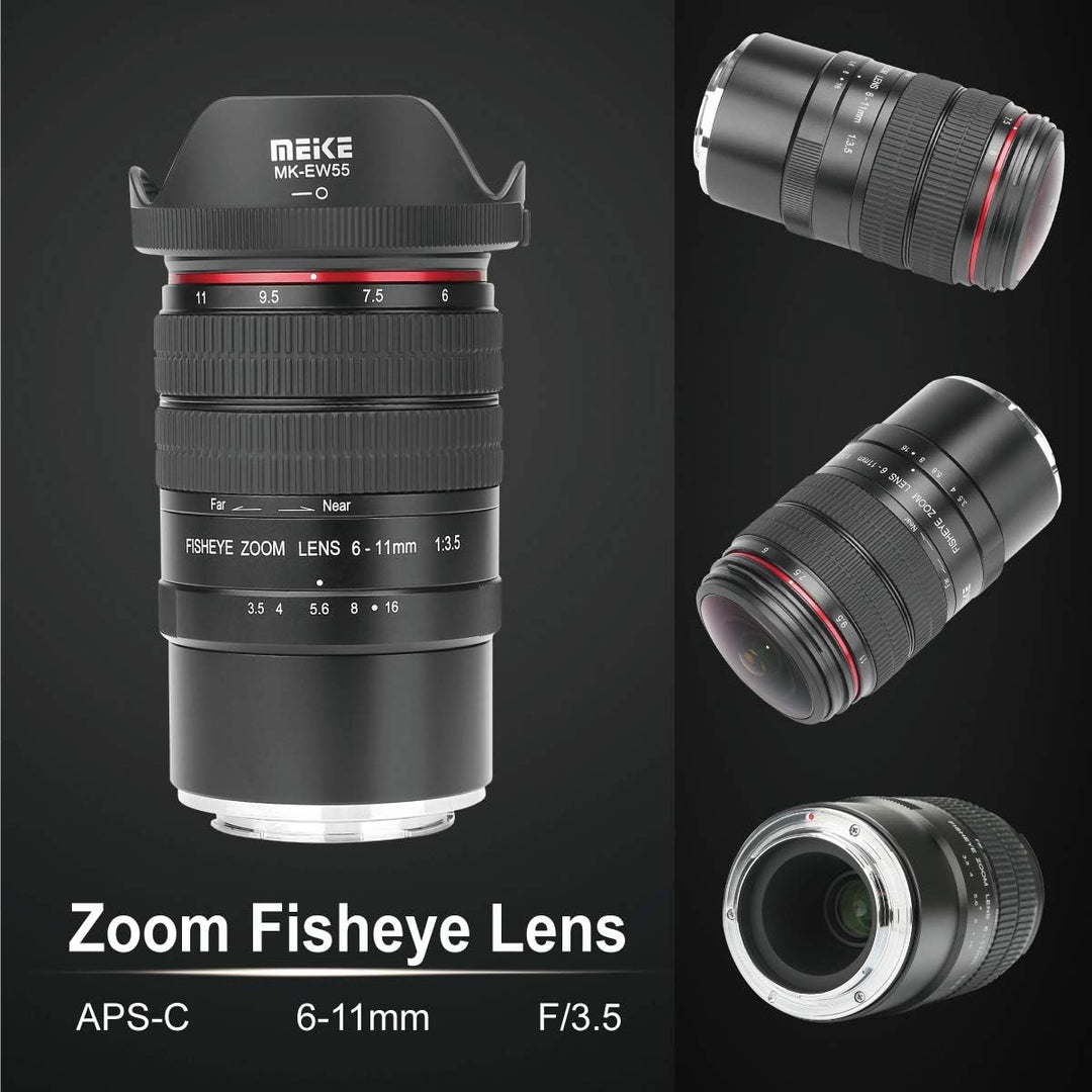 Meike MK 6-11mm f3.5 Fisheye Zoom-Objektiv APS-C Sensor Format für Fuji X, für Fuji