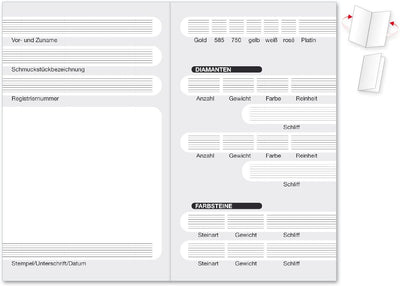 100 Schmuckzertifikate für Gold- und Silberschmiede, Schmuckgeschäfte. Praktisches Scheckkartenforma