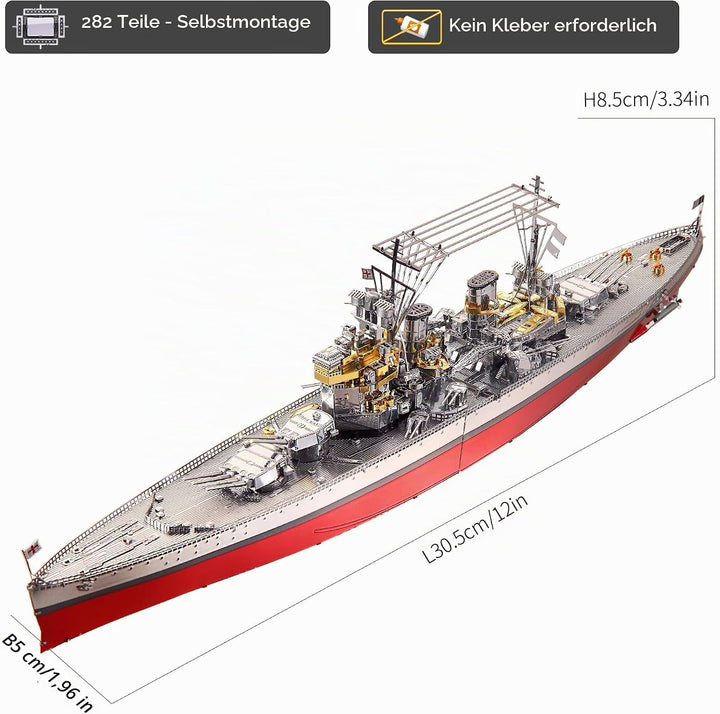Piececool 3D Puzzle Metall, HMS Prince of Wales Schlachtschiff für Modellbausatz Erwachsene, 3D-Puzz