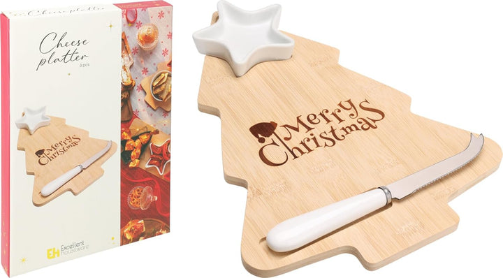 Weihnachtliches Käsebrett mit Messer und Dipschale - Käse Brett Weihnachten, Servierbrett, Käsemesse