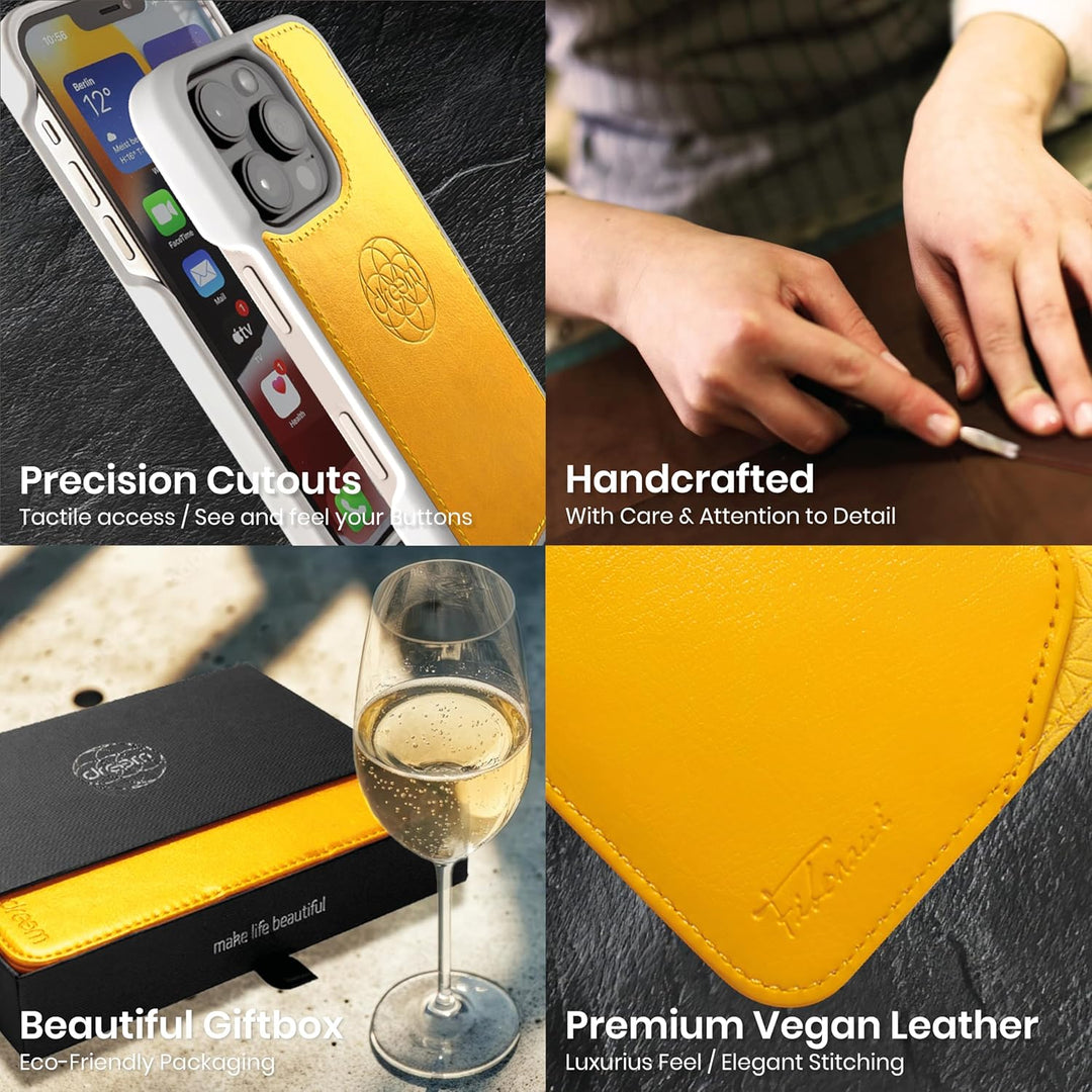 Dreem Fibonacci kompatibel mit iPhone 15 Pro Max Brieftaschen-Etui / 2-in-1 stossfestes Etui und abn