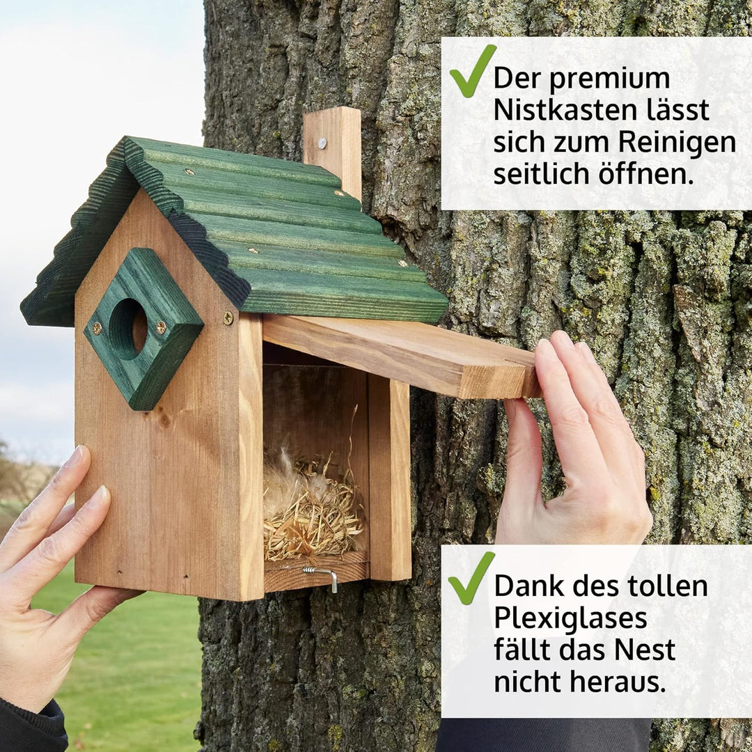 zooprinz Stabiler Nistkasten für Wildvögel/Gartenvögel mit sicherem Schutz gegen Nesträuber – witter