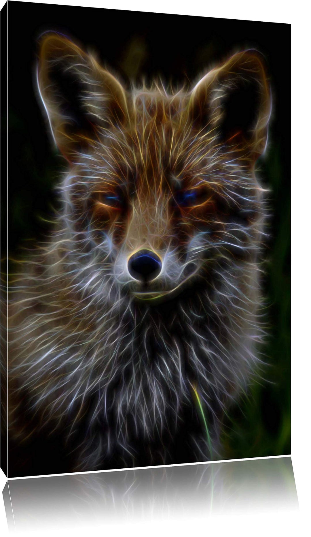 Dark schöner Fuchs NewArt Format: 100x70 cm auf Leinwand, XXL riesige Bilder fertig gerahmt mit Keil
