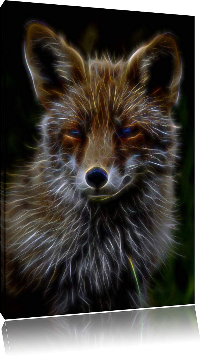 Dark schöner Fuchs NewArt Format: 100x70 cm auf Leinwand, XXL riesige Bilder fertig gerahmt mit Keil