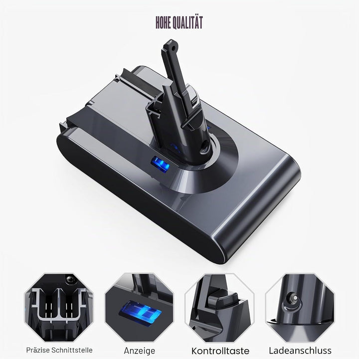 Vunzo 8000mAh V8 Ersatzakku für Dyson V8 Akku Kompatibel Absolute Animal Motorhead Absolute Pro SV10