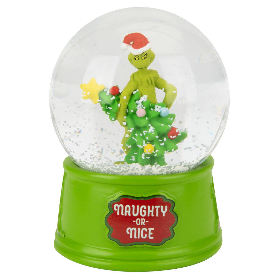 PMS Grinch Schneekugel aus Kunstharz, 8 cm, offizielle lizenzierte Dekoration mit Sockel "Naughty or