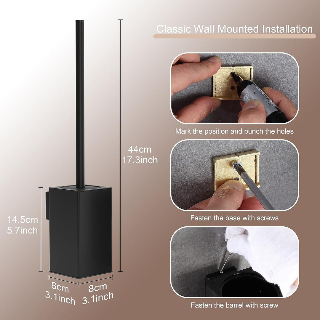 bgl WC-Bürstenhalter zur Wandmontage, 2 Stück Verpackt, Matt Schwarz Toilettenbürste, Metall, Wandmo