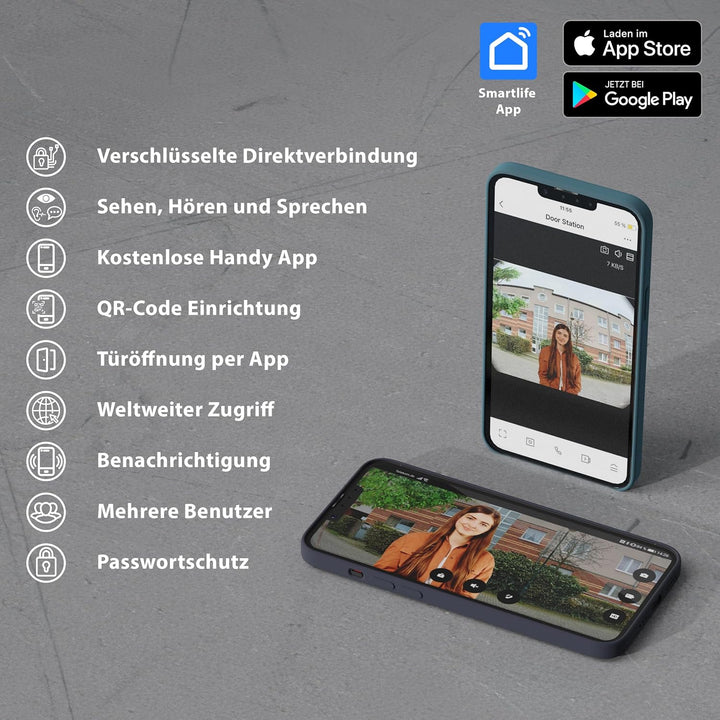 GOLIATH® Funkklingel mit Kamera & Gegensprechanlage [MIT SMARTPHONE-APP] - Türklingel mit Full HD Ka