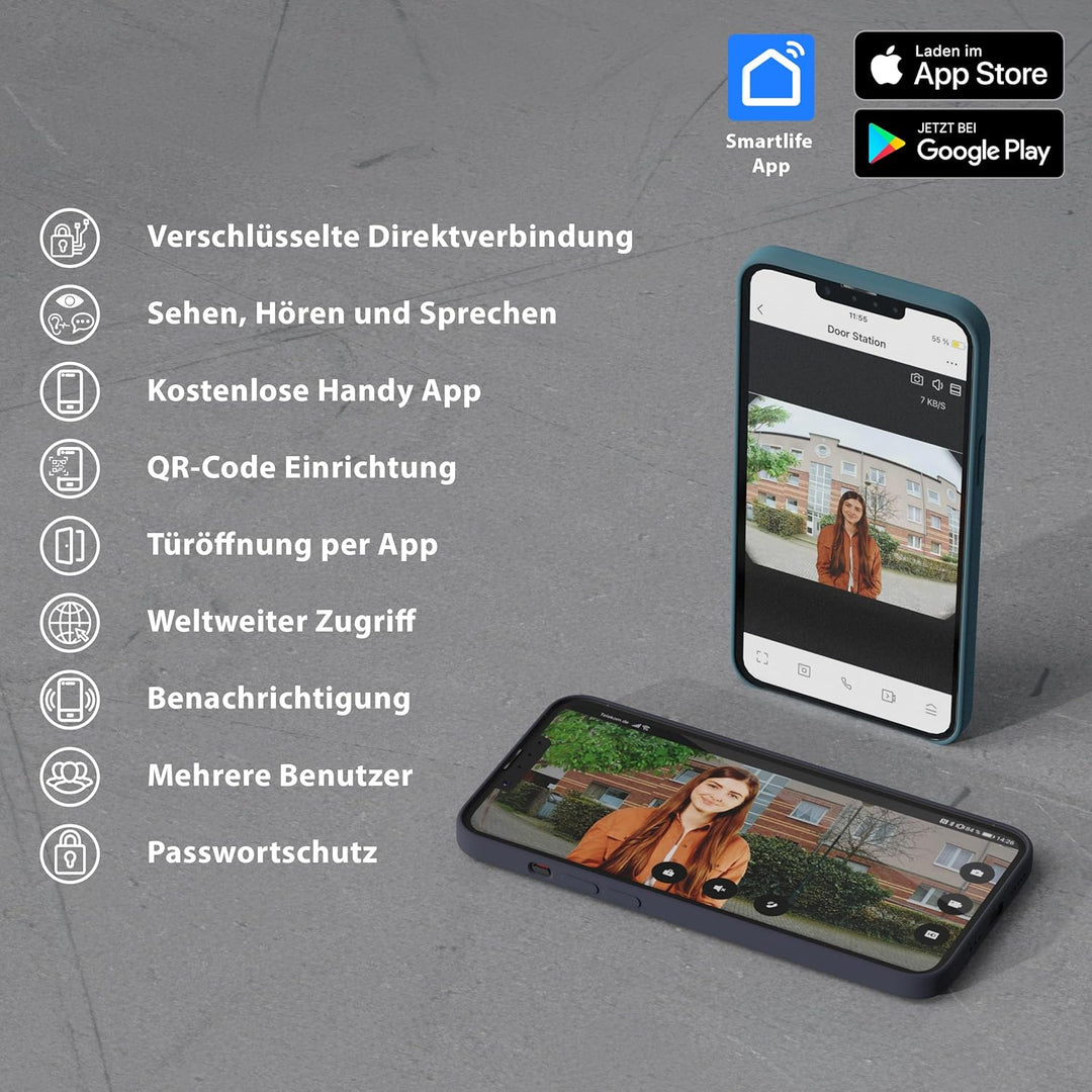 GOLIATH® Funkklingel mit Kamera &amp; Gegensprechanlage [MIT SMARTPHONE-APP] - Türklingel mit Full HD Ka