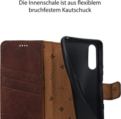 Suncase Book-Style Hülle kompatibel mit Sony Xperia 10 IV (2022) Leder Tasche (Slim-Fit) Lederhülle