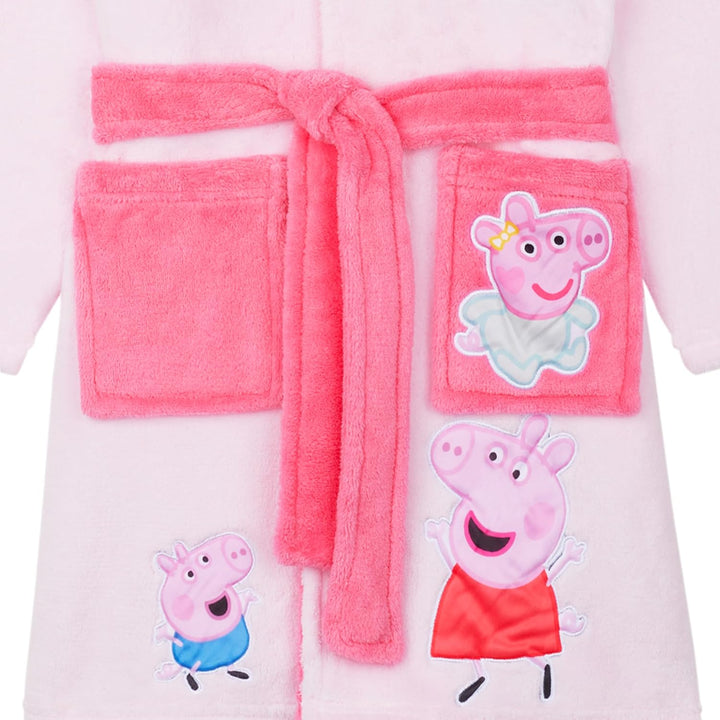 Peppa Wutz 3D Bademantel für Kleinkinder &amp; Mädchen, Weicher Fleece Morgenmantel mit Kapuze, Geschenk