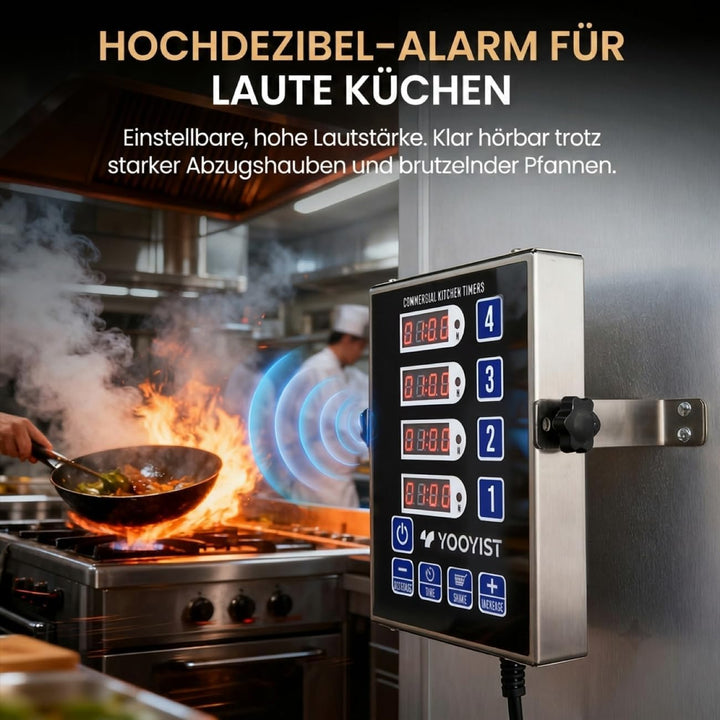 YOOYIST Professionelle Digitaler 4-Kanal-Küchentimer Restaurant Countdown Küchen Timer Kommerziell K