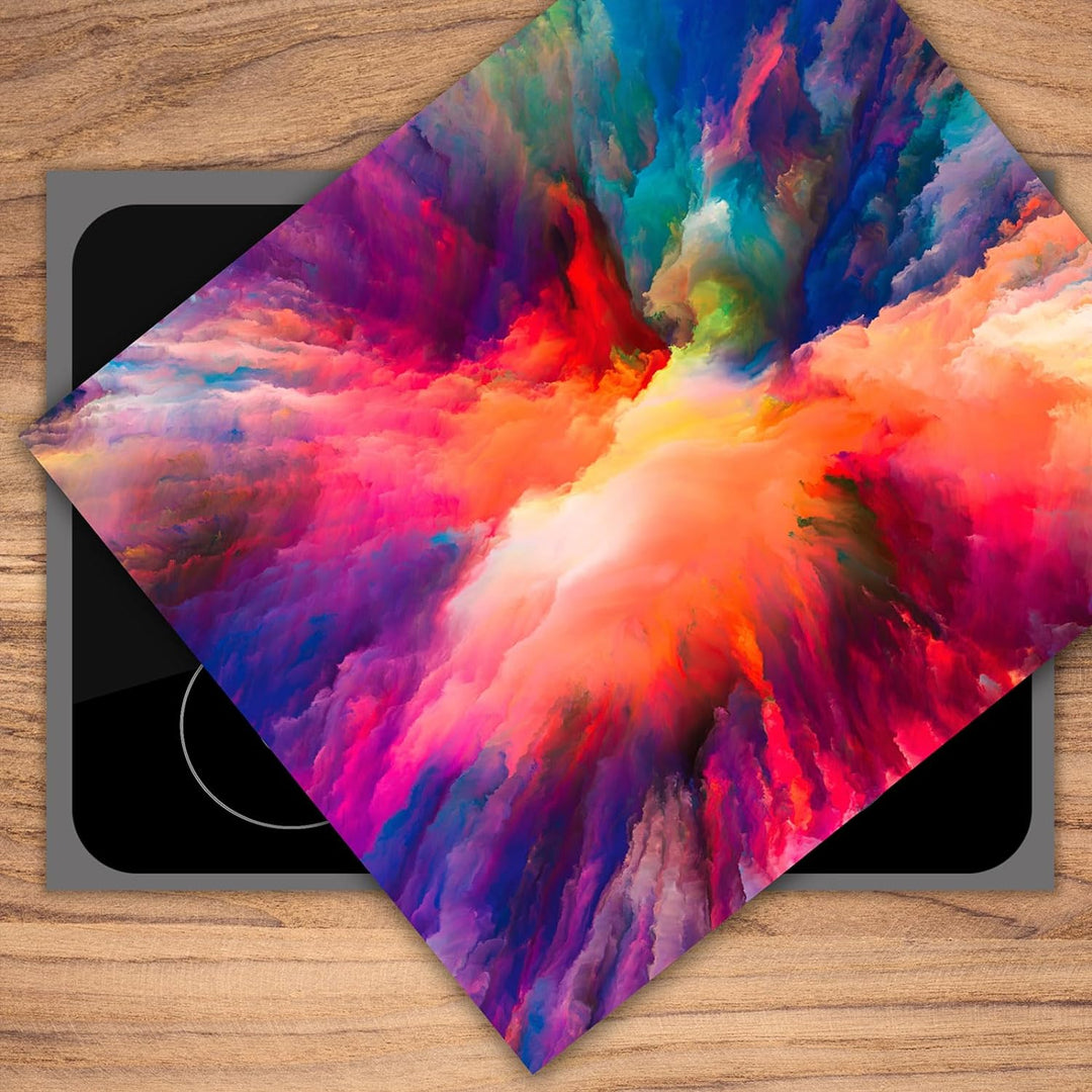 SmartDecoration Herdabdeckplatte Ceranfeldabdeckung aus Glas 60x52 cm Einteilig Motiv "Puder" Mehrfa