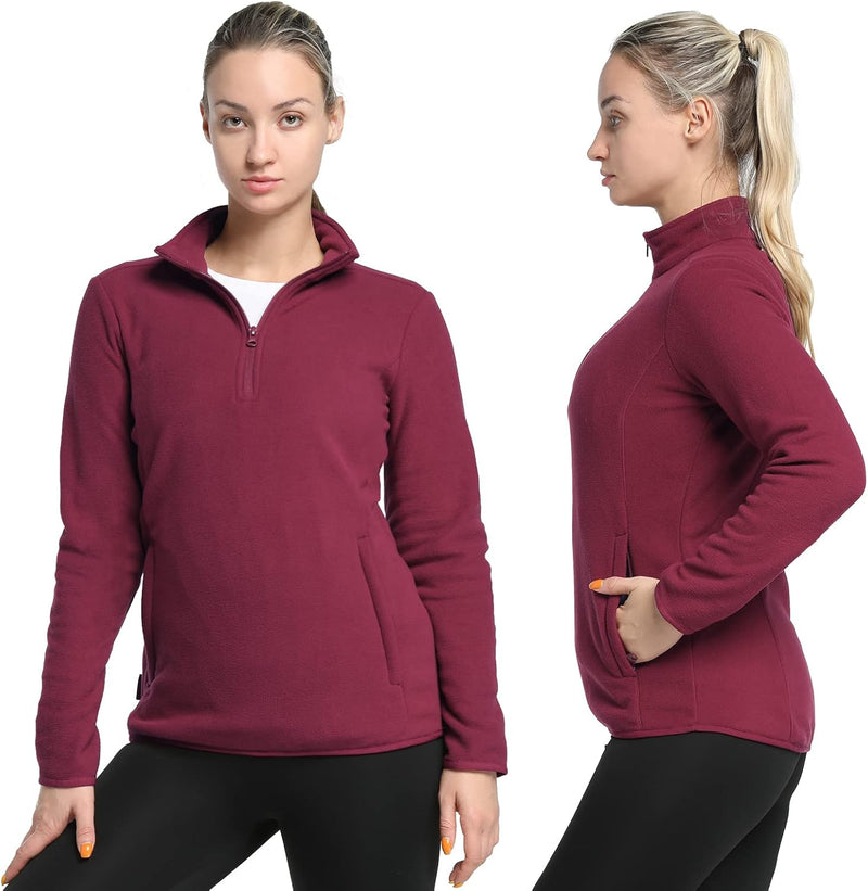 33,000ft Damen Fleece Pullover mit Halbreissverschluss Stehkragen Fleecepullover Sweatjacke Winter W