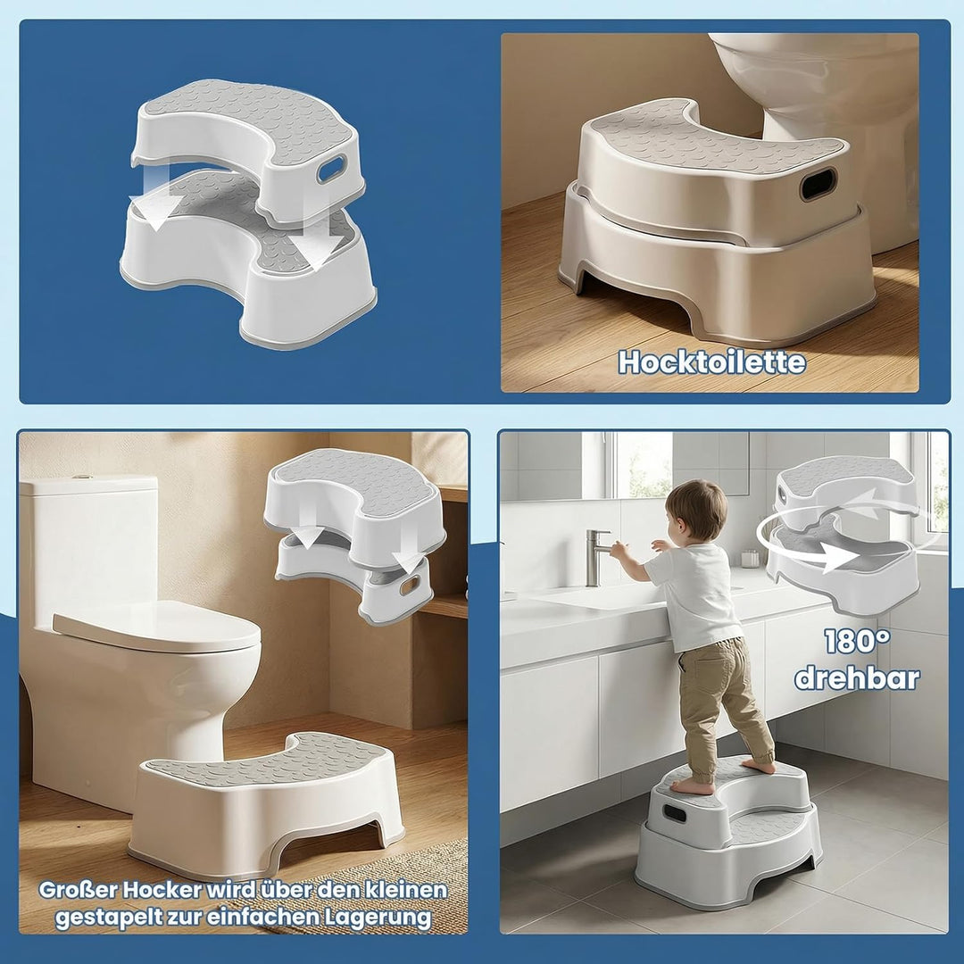 Toilettenhocker Erwachsene, Rutschfester Badezimmer-Kindertoilettenhocker, Einfach zu Reinigen Tritt