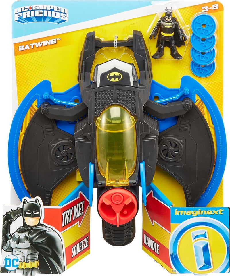 Fisher-Price Imaginext DC Super Friends Batwing - Flugzeug mit weichen Stoffflügeln, abfeuerbaren Ge