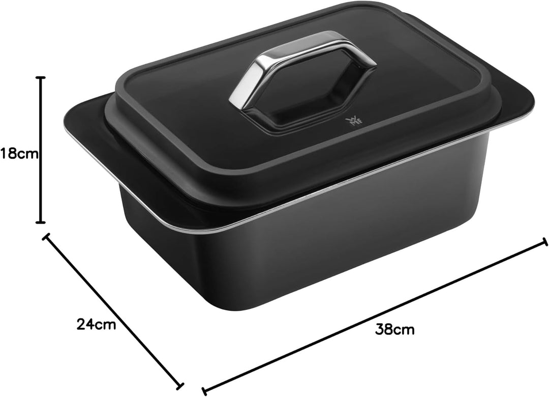 WMF Fusiontec Bräter Induktion 38 x 24 x 18 cm, Glasdeckel, Schmortopf, High-Tech Keramik, für Herd,