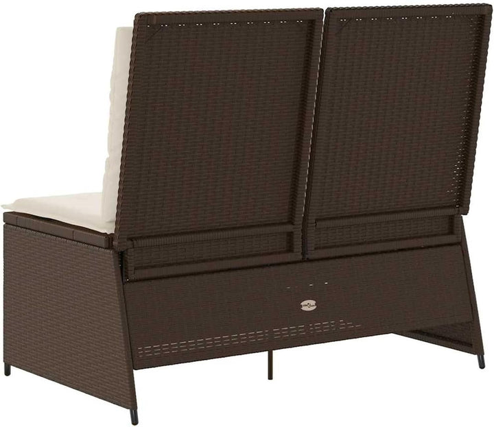 Homgoday Gartenliegebank mit Verstellbarer Rückenlehne - Poly-Rattan, Braun, 108 cm Sitzfläche, für