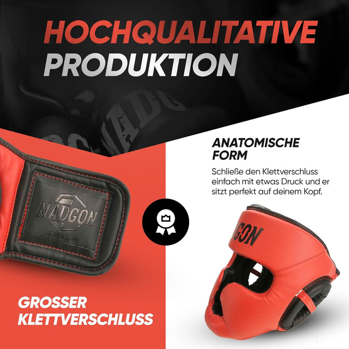 MADGON Kopfschutz mit hoher Schlagdämpfung. Gesichtsschutz mit Perfekter Sicht und geringer Schweiss