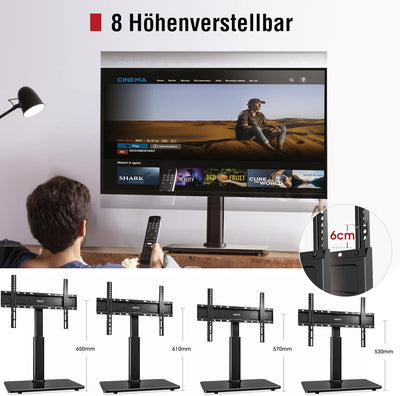 AOKCOS TV Standfuss TV Ständer Höhe 900mm für 32-55 65 75 Zoll Fernseher, Neigbar Schwenkbar Höhenve