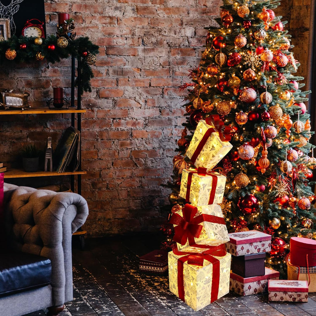 CCLIFE LED Geschenkbox 4er Set Weihnachten Weihnachtenbox Beleuchtete Lichterkette batteriebetrieb W
