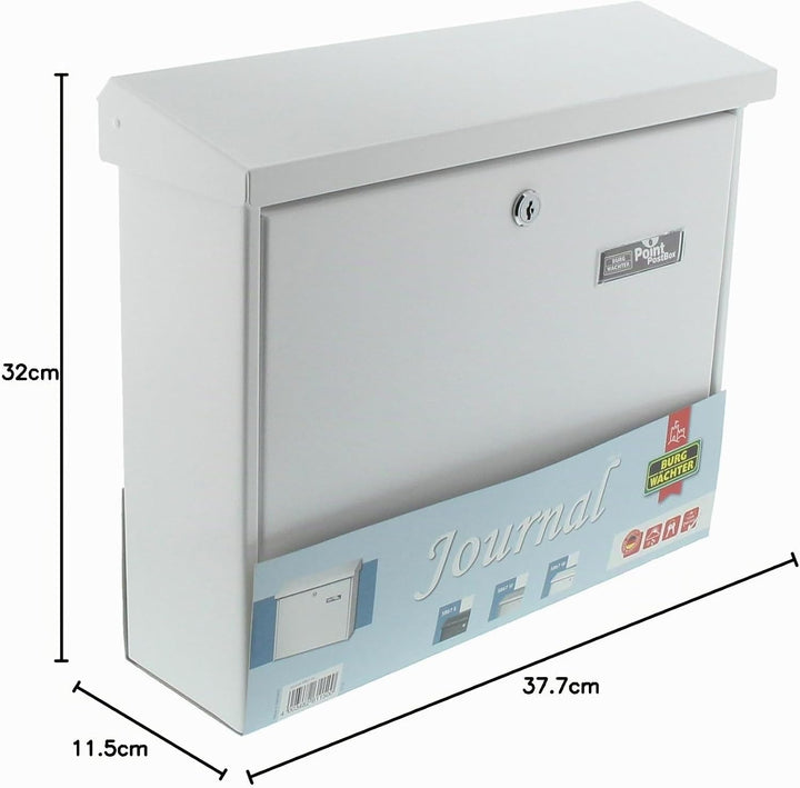 Burg Wächter Journal 5867 W, Weiss, 320 x 377 x 115 mm Weiss Briefkasten, Weiss Briefkasten
