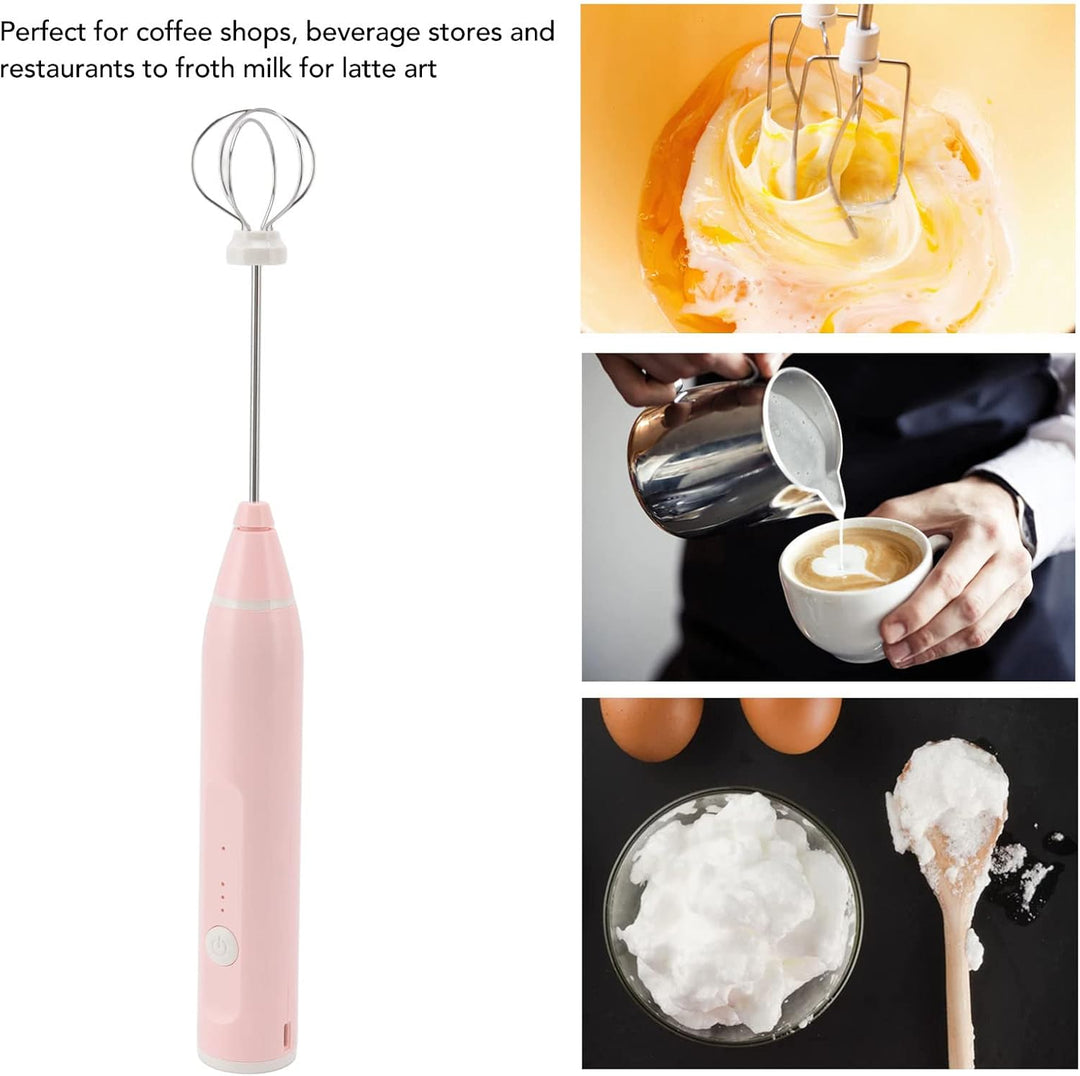 Elektrische Milchaufschäumer, Handheld Milchschäumer Stab mit 2 Schneebesen-Köpfen, Wiederaufladbare