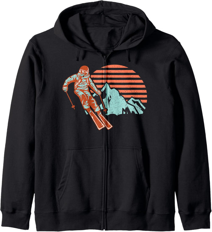 Retro Ski Vintage 80er Jahre Ski-Kostüm 90er Jahre Kapuzenjacke