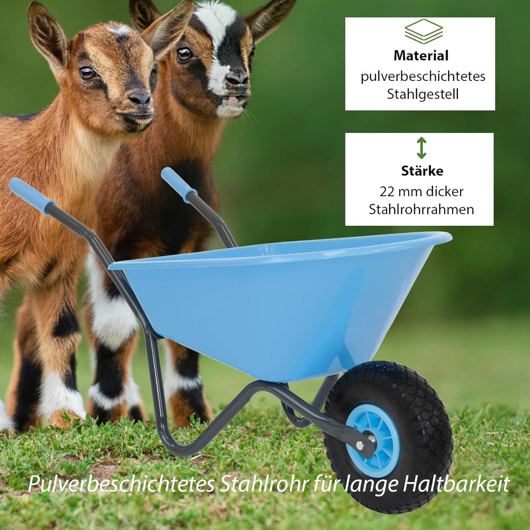 TRUTZHOLM Kinderschubkarre Uni 40 kg Traglast 3,6 kg Stahl Kunststoff hellblau Vollgummirad Schiebka