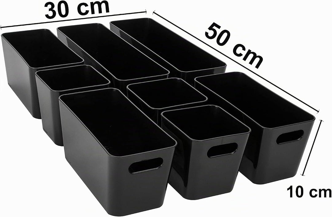 8 Teile Organizer Set - 10 cm hoch - schwarz - Boxen in 3 Grössen - Schubladeneinsatz - passend für