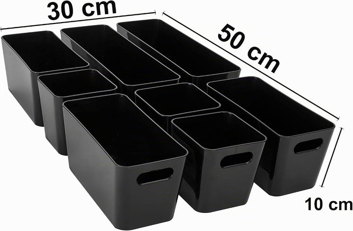 8 Teile Organizer Set - 10 cm hoch - schwarz - Boxen in 3 Grössen - Schubladeneinsatz - passend für