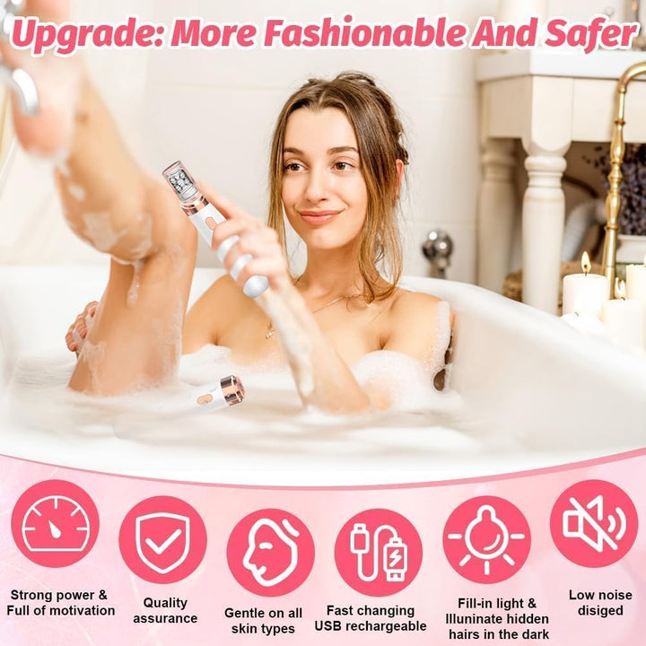 Neuer 2-in-1 Gesichts-Haarentferner für Frauen, Kabelloser Elektrischer Epilierer mit LED-Licht, USB