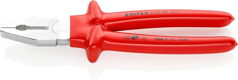 Knipex Kombizange verchromt, tauchisoliert, VDE-geprüft 250 mm 03 07 250 250 mm verchromt Tauchisoli