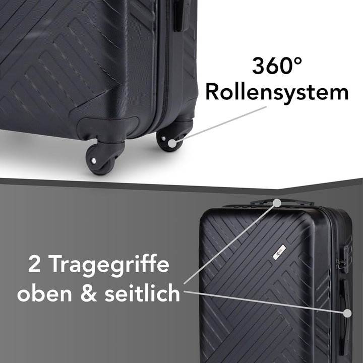 Xonic Design Reisekoffer - ABS Hartschalen Koffer mit 360° Leichtlauf-Rollen - hochwertiger Trolley