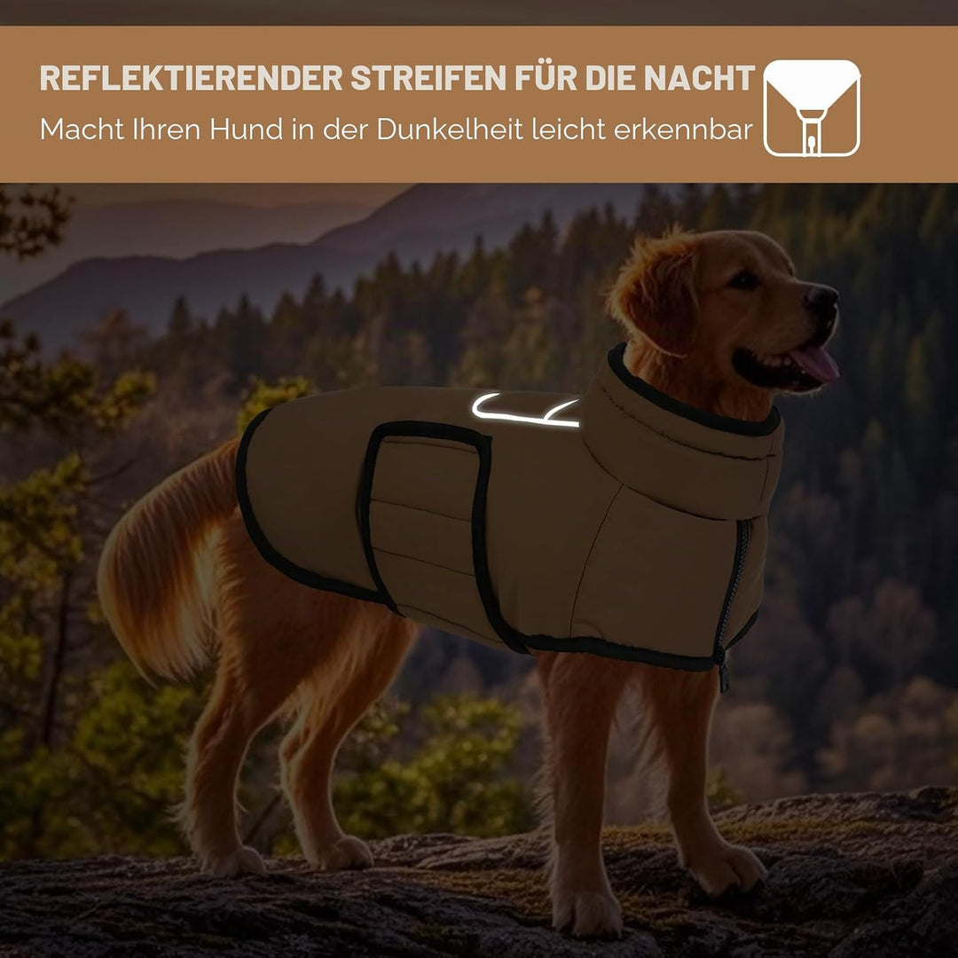 AOFITEE Hundemantel für Mittelgrosse Hunde, Warme Hundewinterjacke mit Eingebautem Geschirr, Reflekt