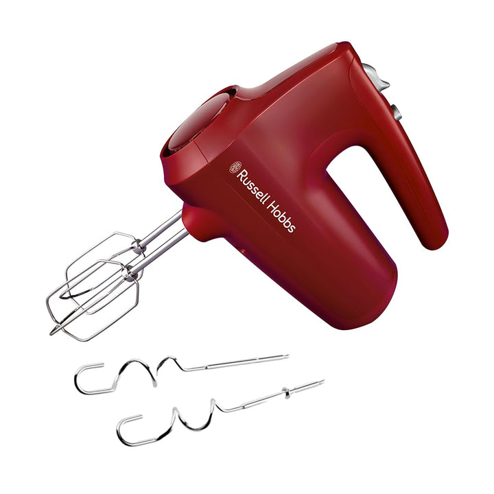 Russell Hobbs Handrührgerät [Handmixer] Desire Red (5 Geschwindigkeitsstufen+Pulsfunktion, 2 Spülmas