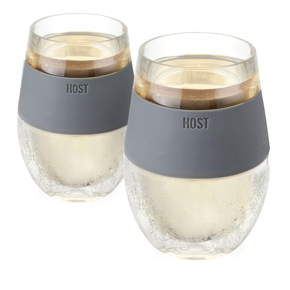 Host 2962 8.5 Ounce Freeze Cooling Wine Glasses - Kunststoff Clear 11.7094 x 1.34 x 8.20 cm Grau Set