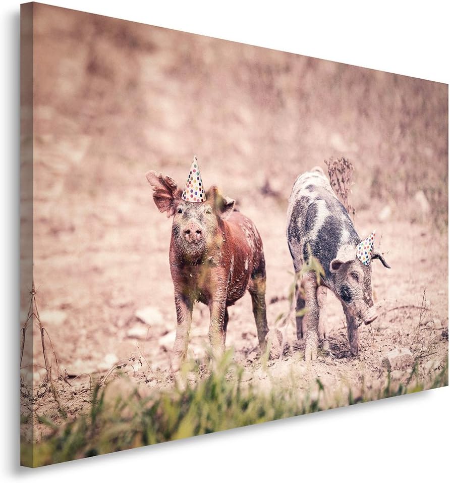 Feeby Frames, Leinwandbild, Bilder, Wand Bild, Wandbilder, Kunstdruck 60x80cm, SCHWEINE, SCHWEIN, TI