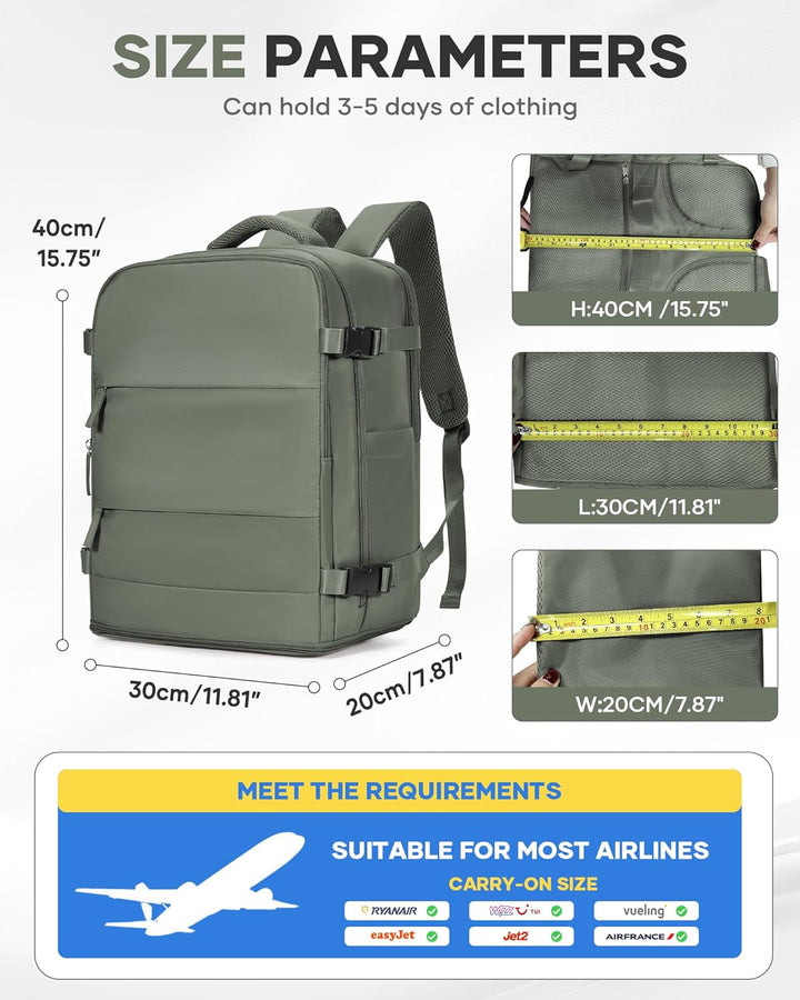 BJLFS Vakuum Rucksack Ryanair Handgepäck 40x20x25 Flugzeug Tasche Airbag mit Vakuumsystem Klein Reis