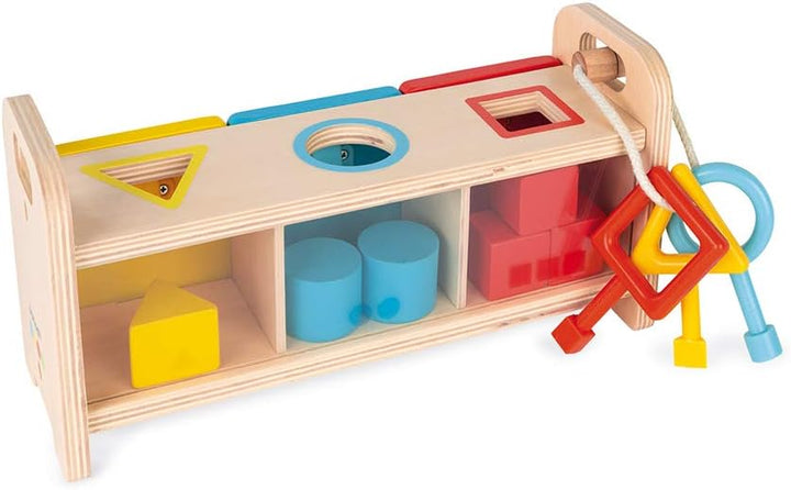 Janod - Essentiel - Der Schlüsselkasten - 2-in-1 Lernspiel aus Holz Babys und Kleinkinder - Erlernen