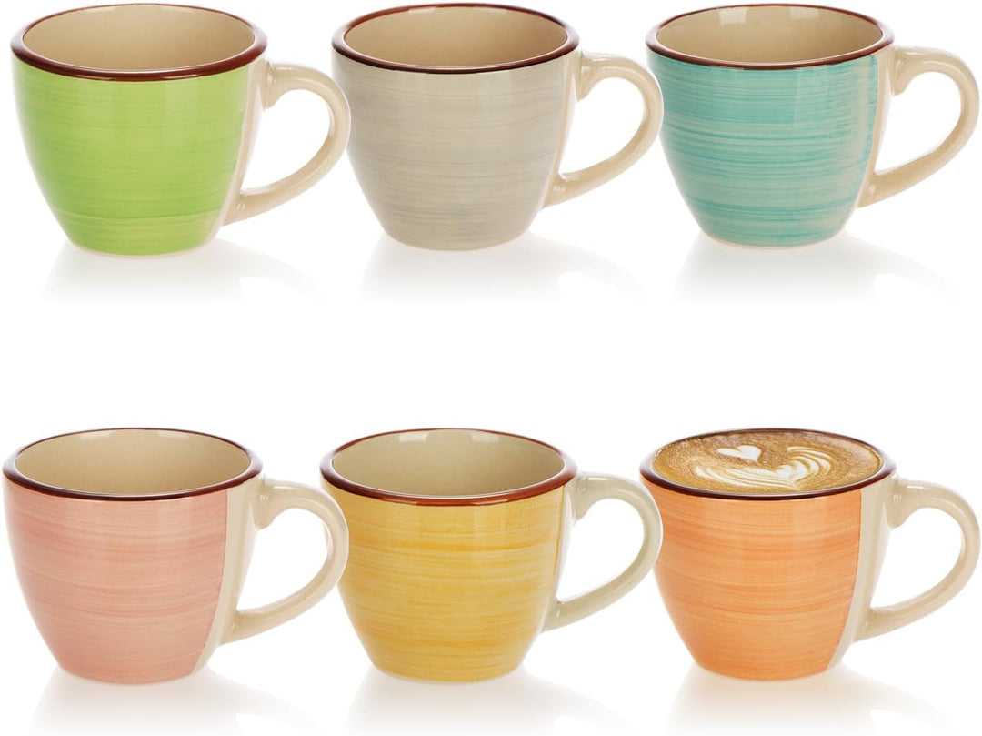 com-four® 12x Espressotassen aus Keramik bis 125 ml - bunte Mokkatassen - handgefertigte kleine Kaff
