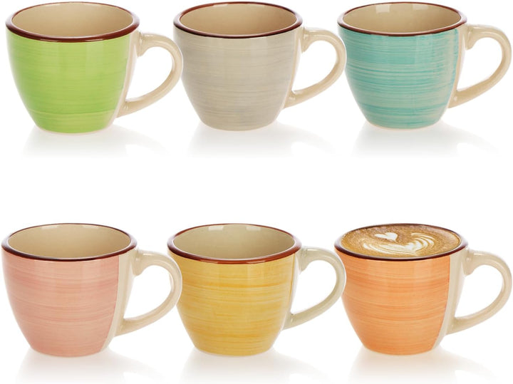 com-four® 12x Espressotassen aus Keramik bis 125 ml - bunte Mokkatassen - handgefertigte kleine Kaff