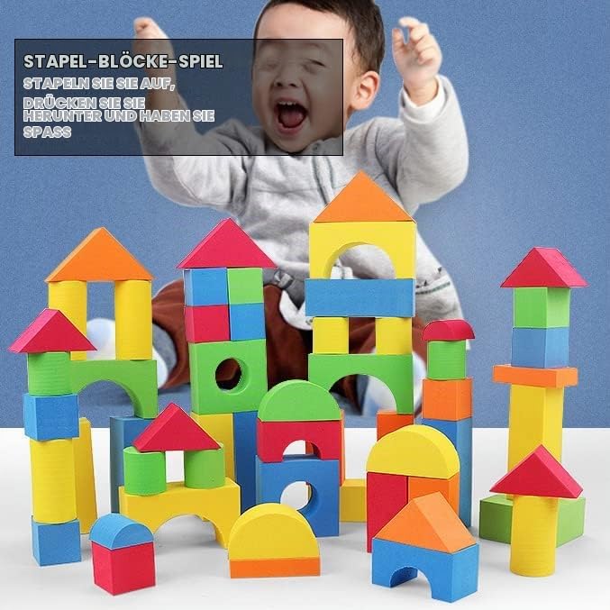 Pairez Toys Bausteine Schaumstoff, 138 Stück weiches Stapelbauklötze-Spielzeugset, frühes Lern-Konst