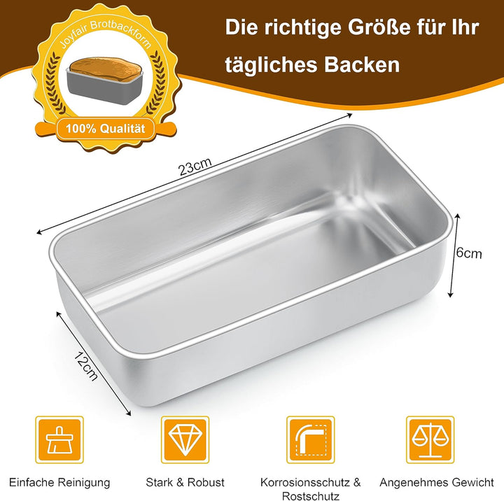 Joyfair Kastenform 3er Set, Edelstahl Brotbackform Toastbrot Backform, Brotform Königskuchenform für